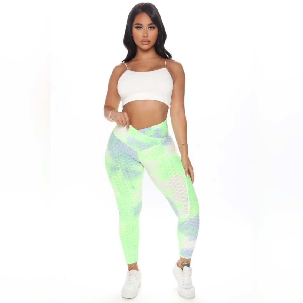 Honeycomb V Front Scrunch Legging - Green/combo XL